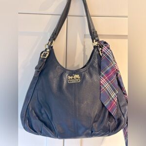 Coach navy leather bag